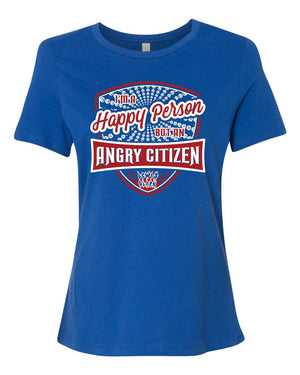 Red White & Blue Happy Angry Tee - Women